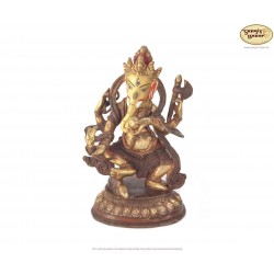 Original vergoldete Messing Statue Dancing-Ganesh 18cm