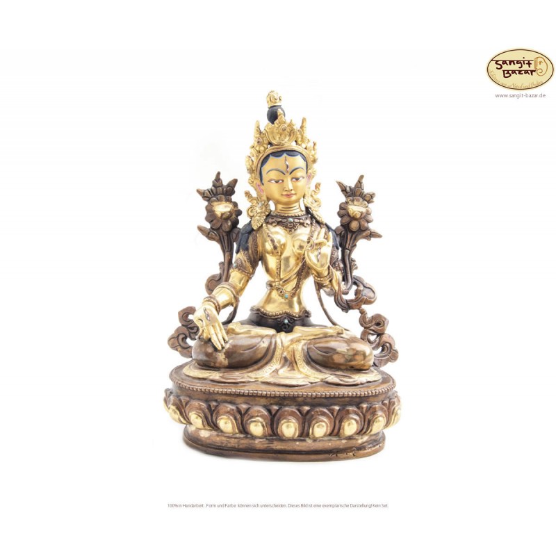 Statue Weisse Tara, Messing vergoldet, 18cm hoch - Rarität!