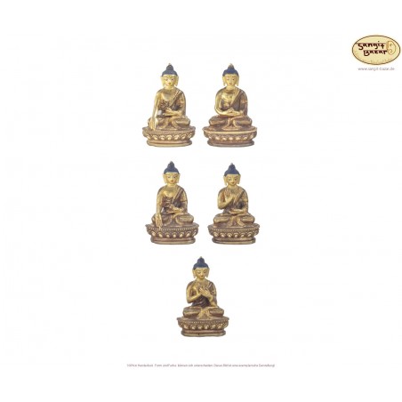 Messing Statuen Pancha Buddha, vergoldet,  5er Set
